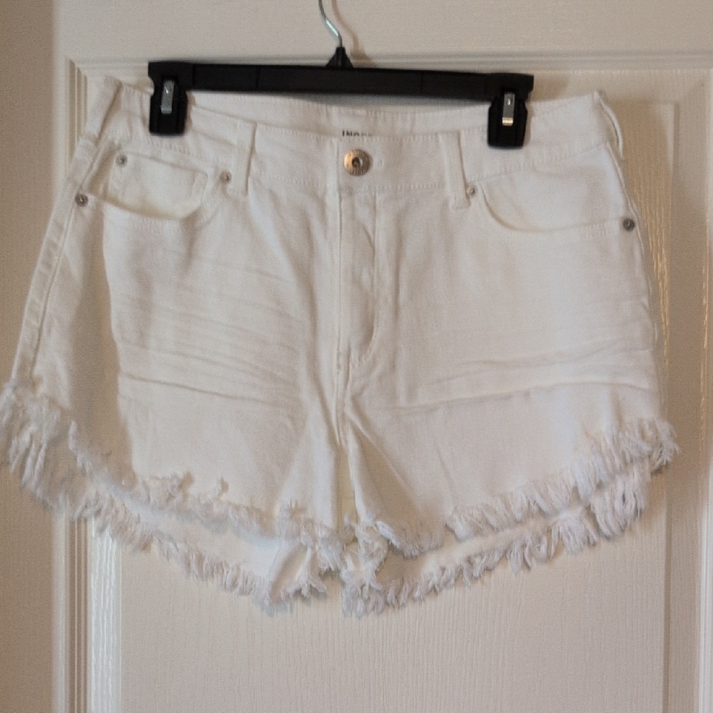 INC  White Jean Shorts Distressed Frayed Hem